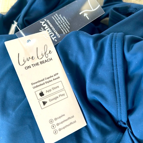 NWT Cupshe Asymmetrical Neck Tummy Control One Piece Swimsuit - Picture 2 of 5